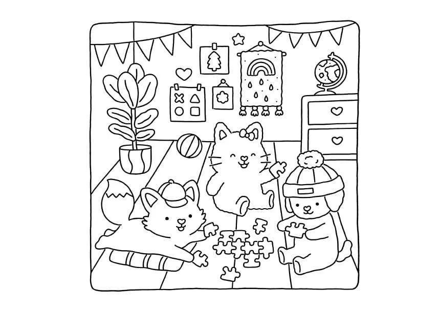 Fuzzy Hygge Coloring Pages 9