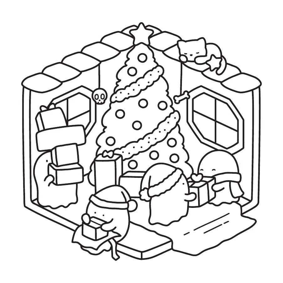 Ghostly Cute Christmas Coloring Pages 10