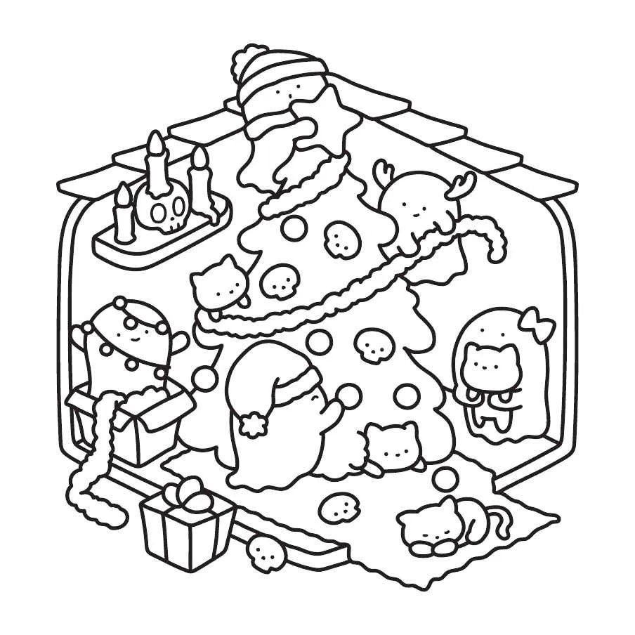 Ghostly Cute Christmas Coloring Pages 6