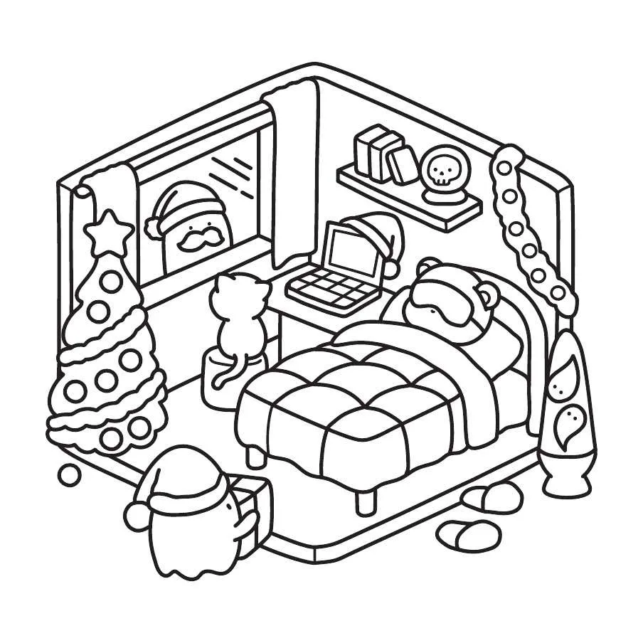 Ghostly Cute Christmas Coloring Pages 8