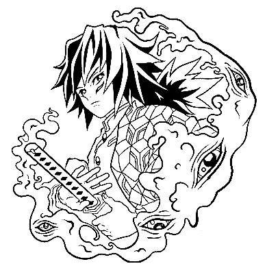 Giyu Tomioka Para Colorear 11