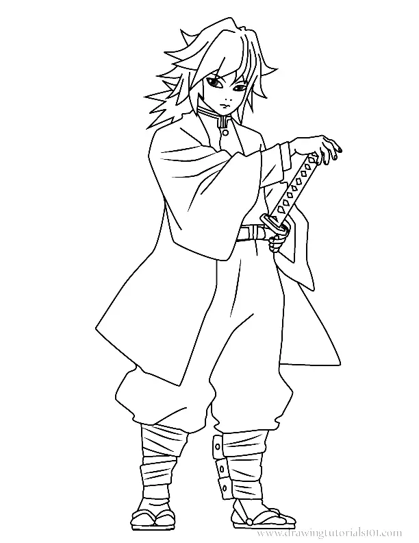 Giyu Tomioka Para Colorear 14