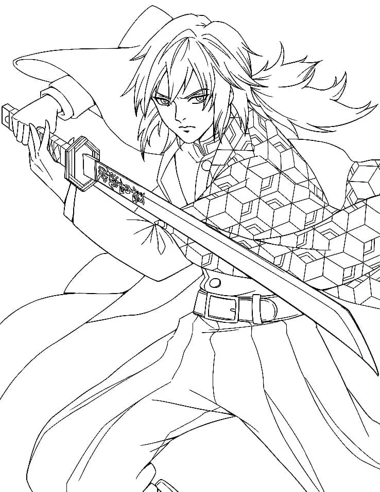 Giyu Tomioka Para Colorear 22