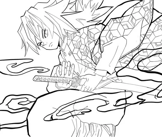 Giyu Tomioka Para Colorear 24