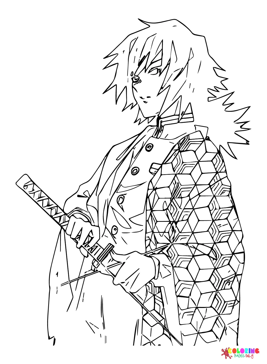 Giyu Tomioka Para Colorear 37