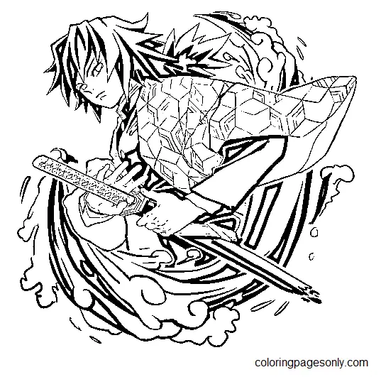Giyu Tomioka Para Colorear 5