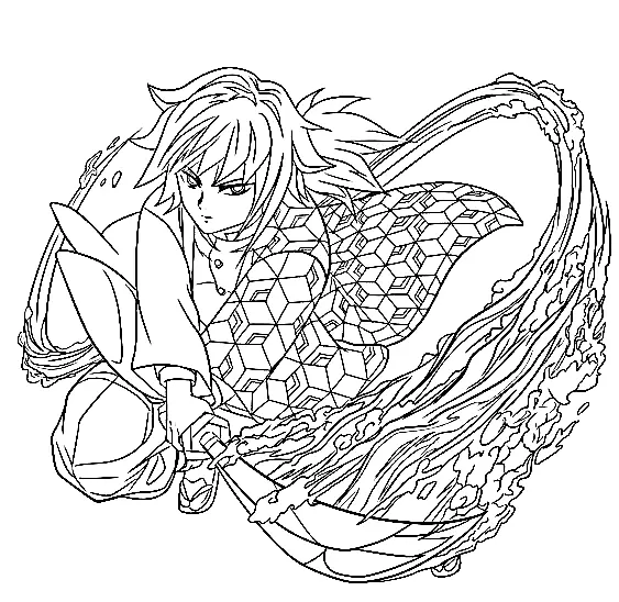 Giyu Tomioka Para Colorear 8