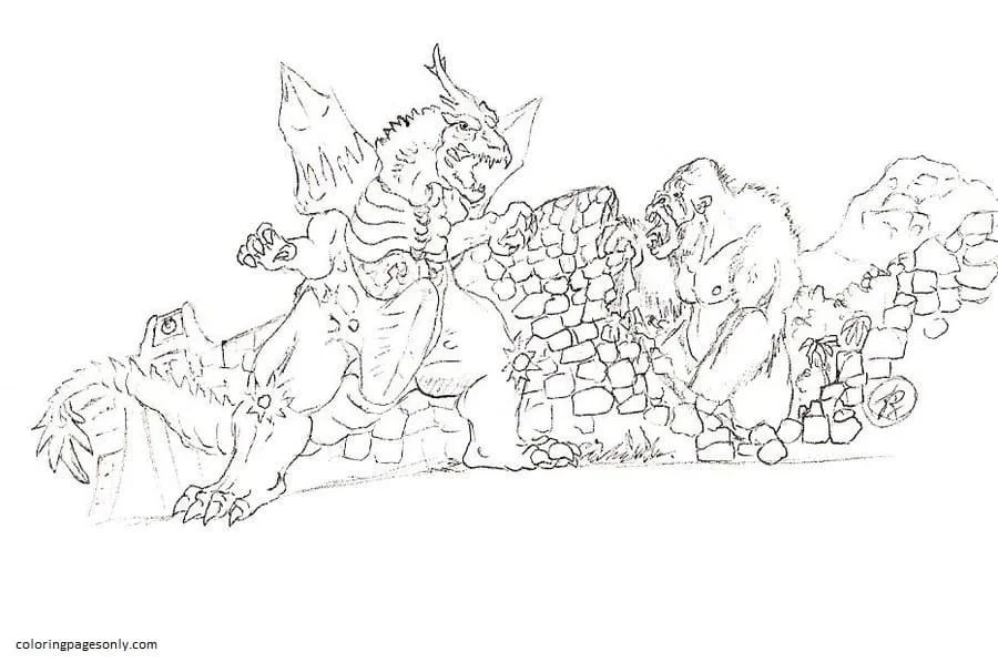 Godzilla Y Kong Para Colorear 18
