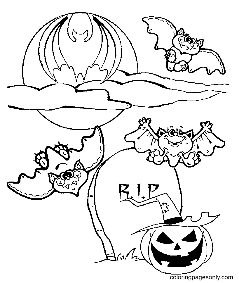 Halloween Bats Coloring Pages 4