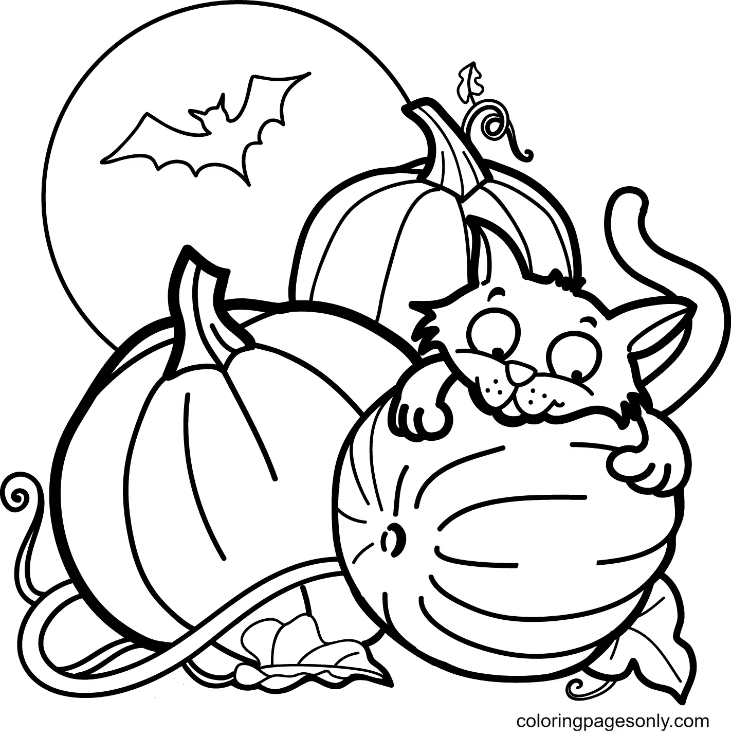 Halloween Cats Coloring Pages 1