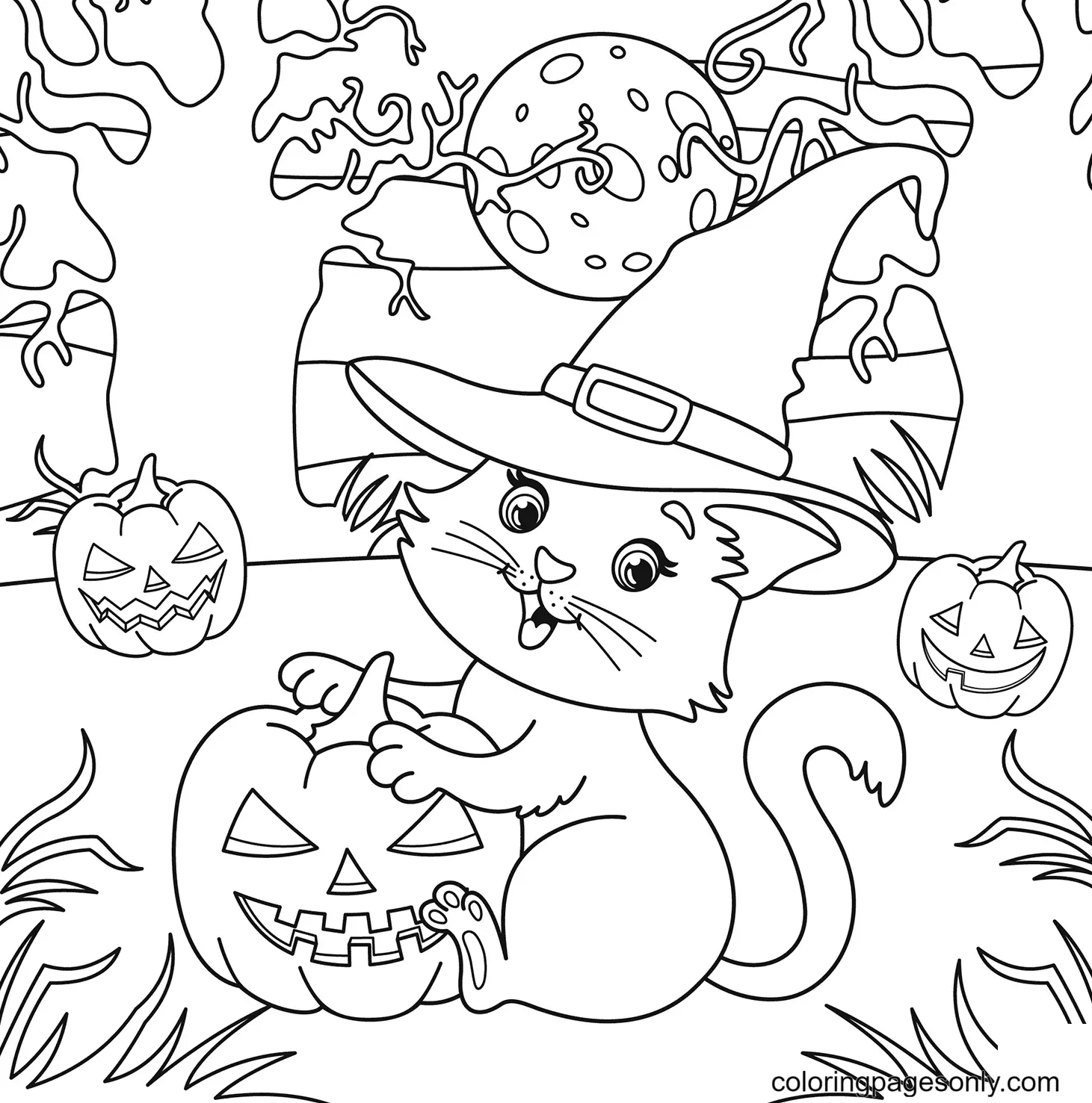 Halloween Cats Coloring Pages 24
