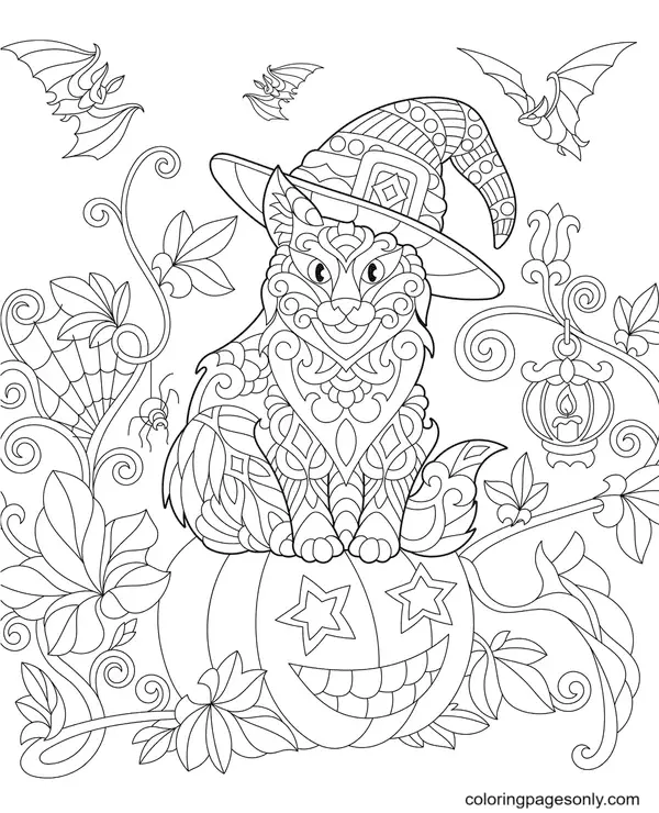 Halloween Cats Coloring Pages 32