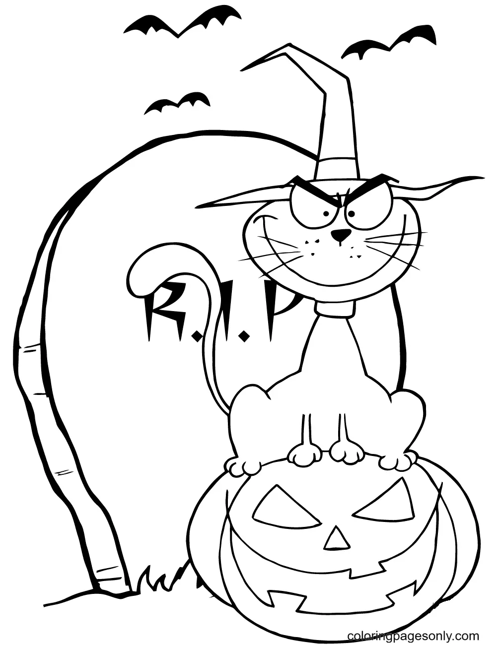 Halloween Cats Coloring Pages 7