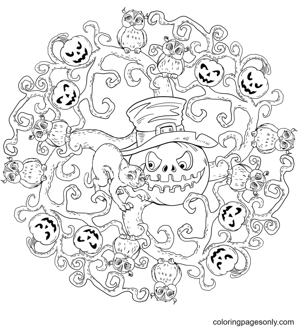 Halloween Mandala Coloring Pages 12