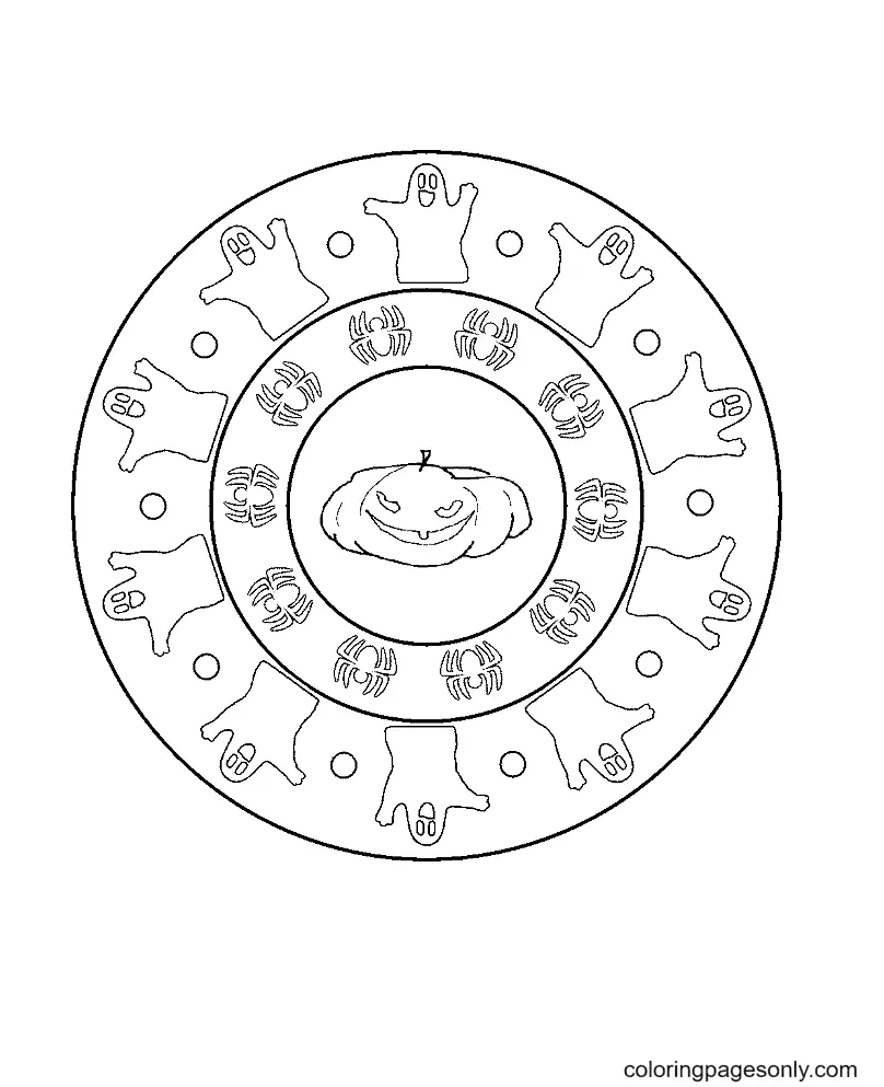 Halloween Mandala Coloring Pages 2