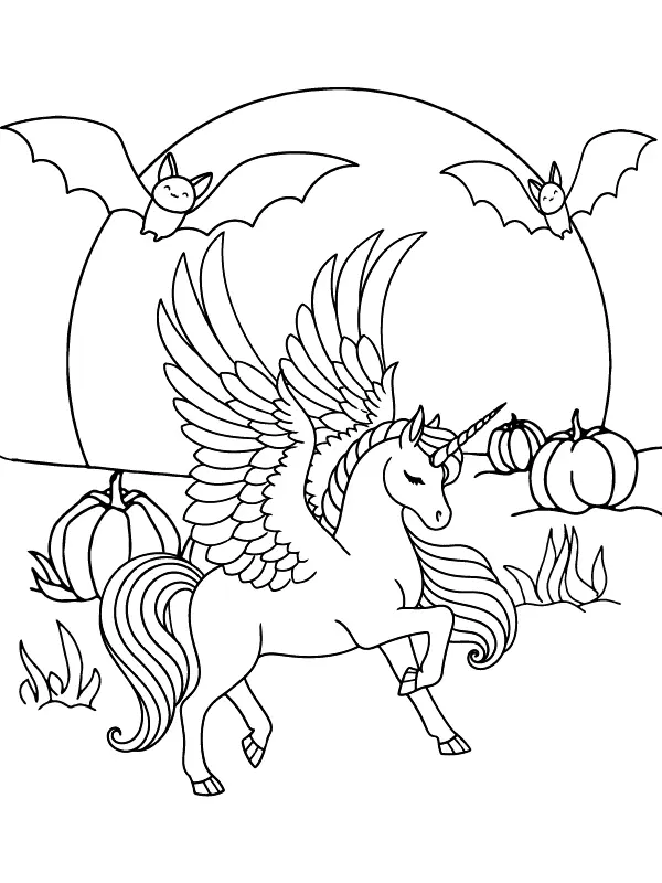 Halloween Unicorn Coloring Pages 1