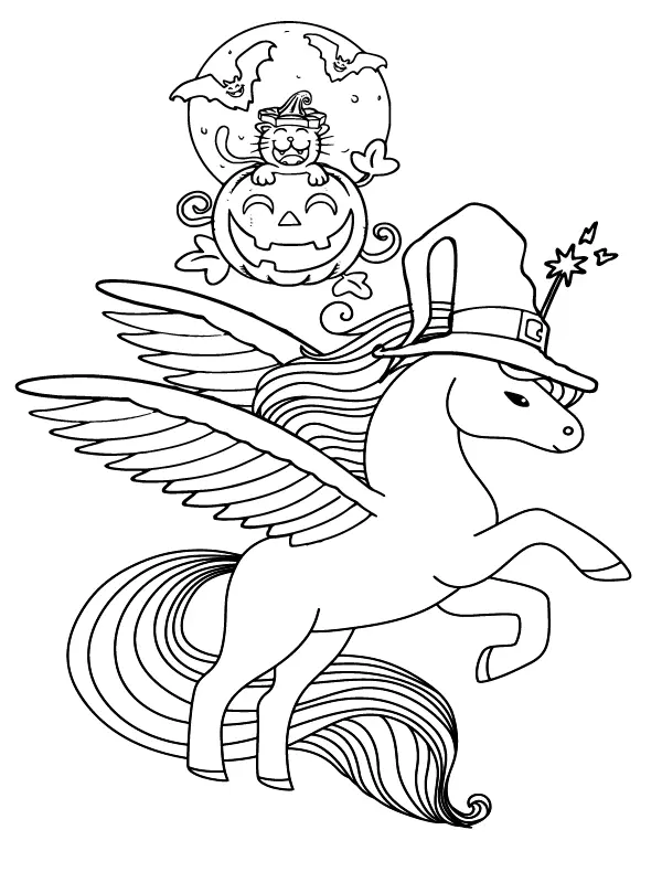 Halloween Unicorn Coloring Pages 10