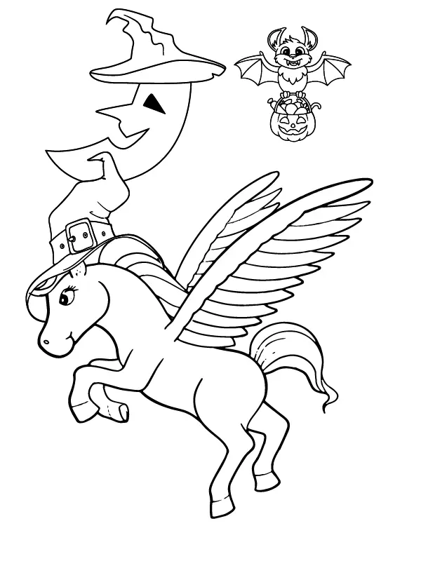 Halloween Unicorn Coloring Pages 12
