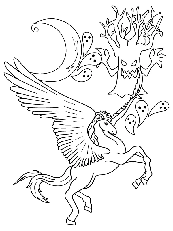 Halloween Unicorn Coloring Pages 13