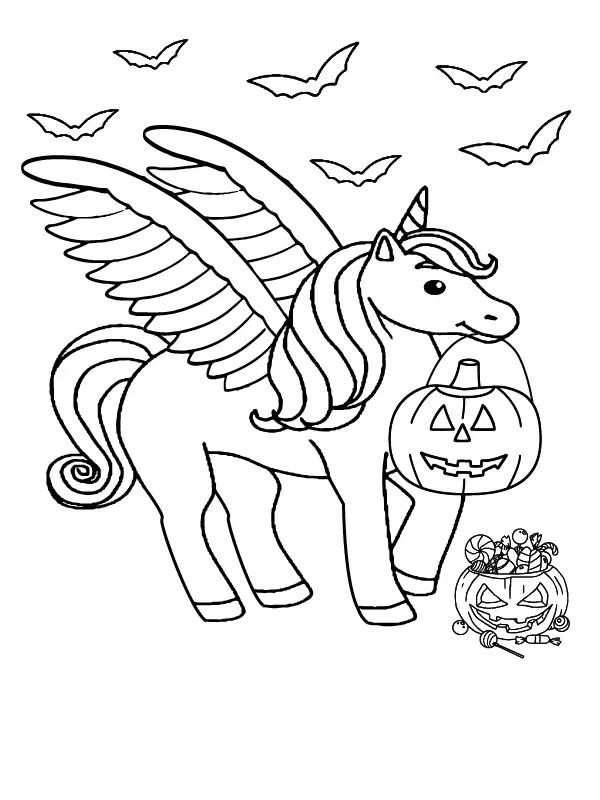 Halloween Unicorn Coloring Pages 14