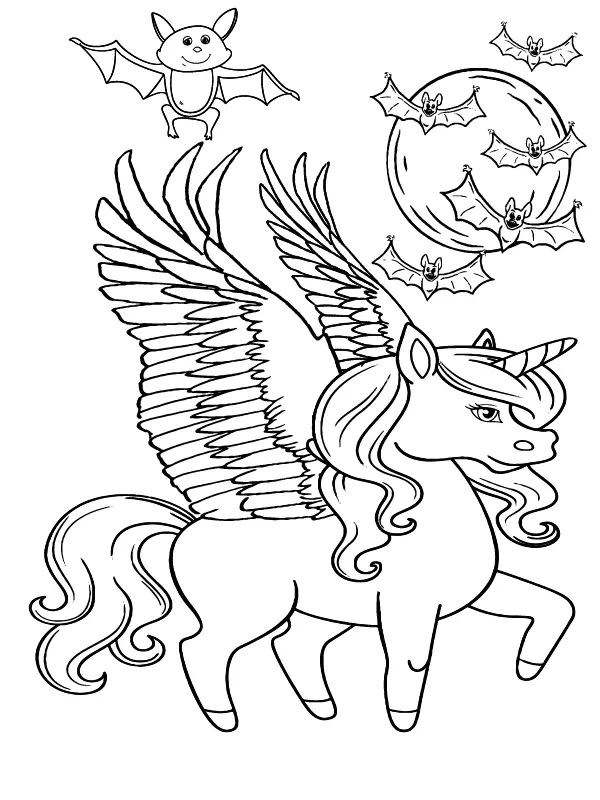 Halloween Unicorn Coloring Pages 2