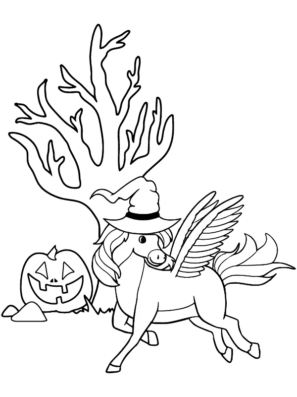 Halloween Unicorn Coloring Pages 4