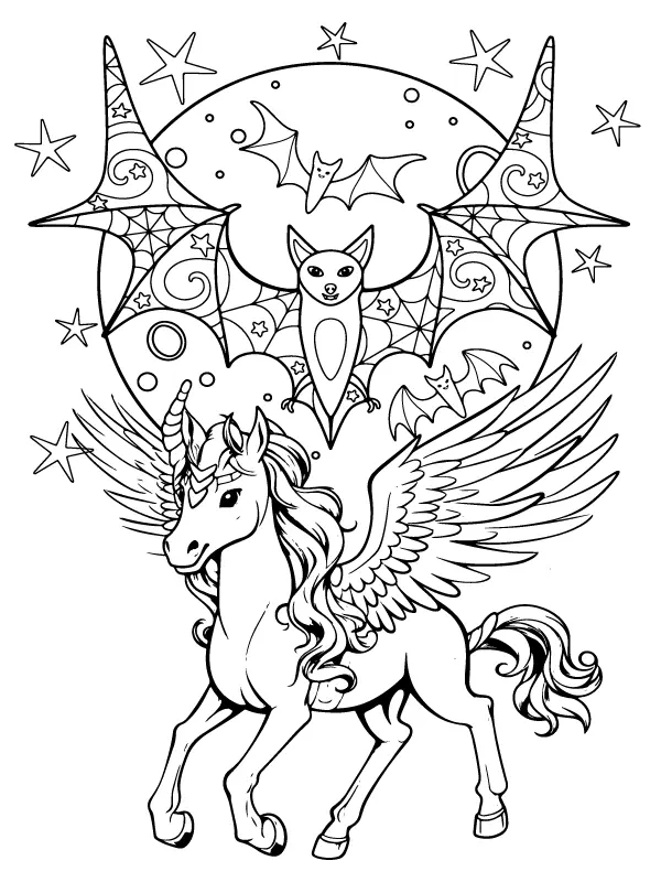 Halloween Unicorn Coloring Pages 8