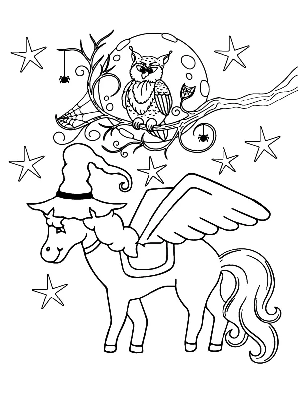 Halloween Unicorn Coloring Pages 9