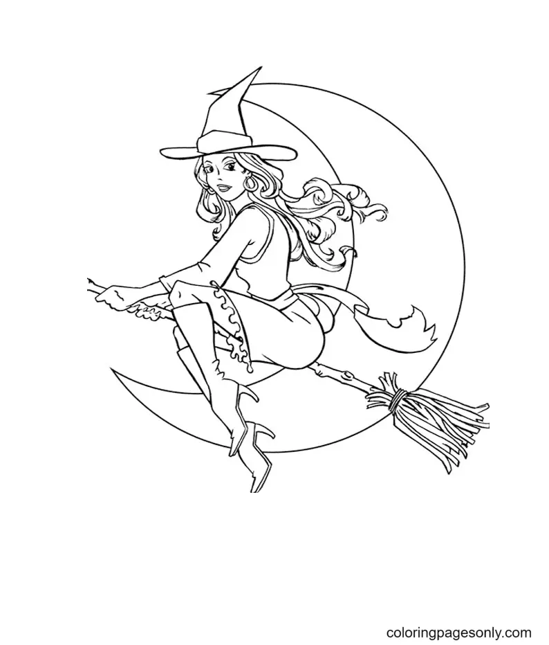 Desenhos de Bruxa de Halloween Para Colorir 40