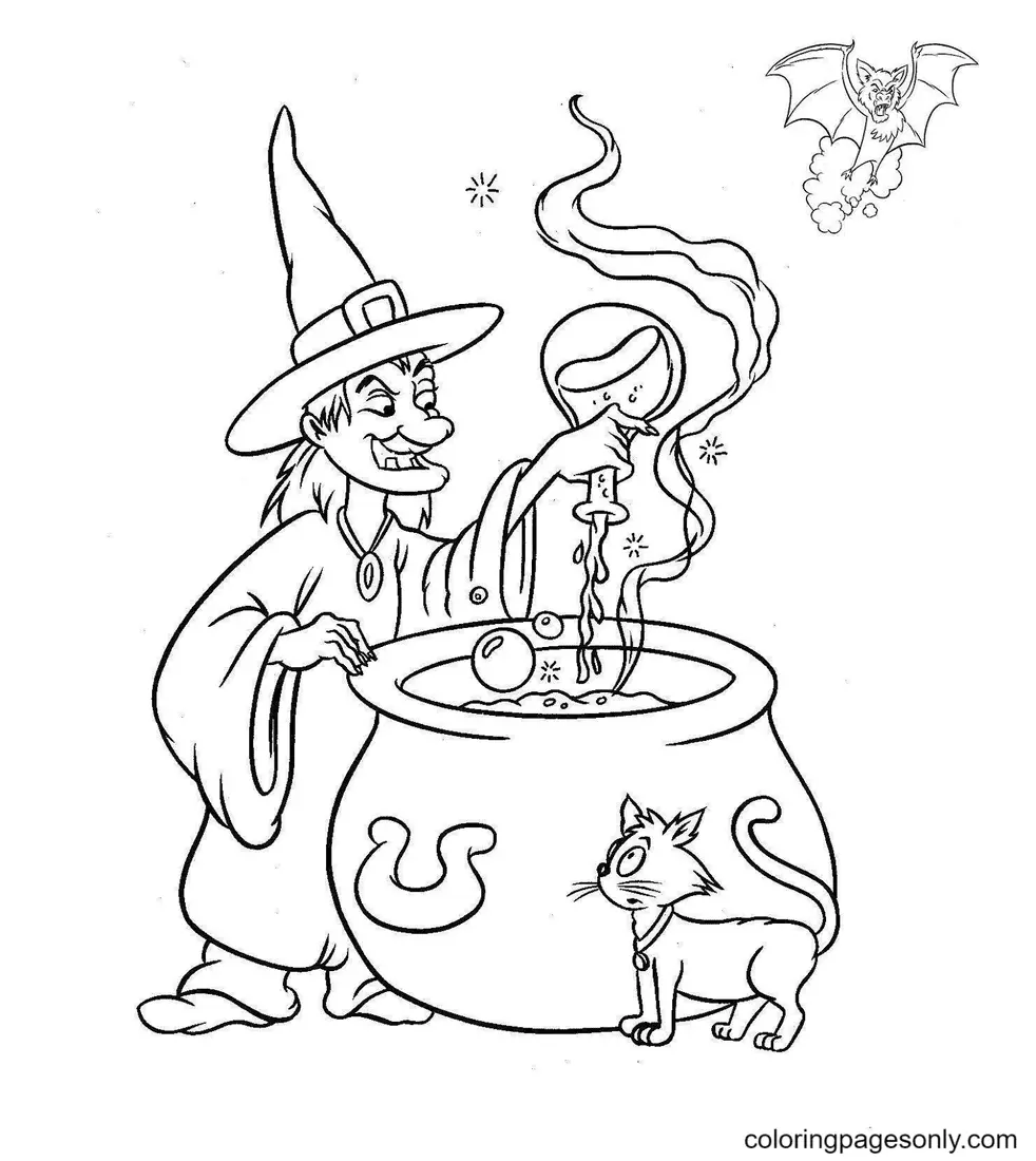 Desenhos de Bruxa de Halloween Para Colorir 45