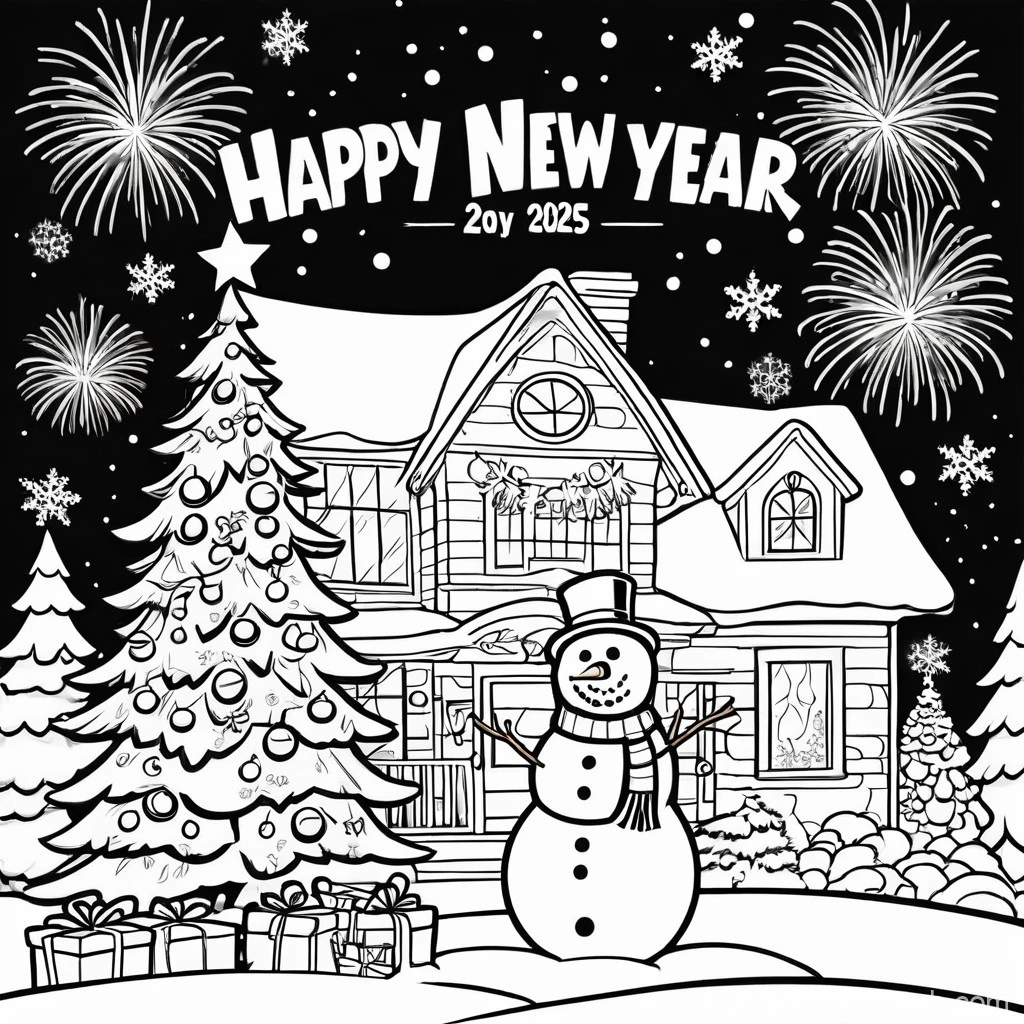 Feliz Ano Novo 2025 Para Colorir 5