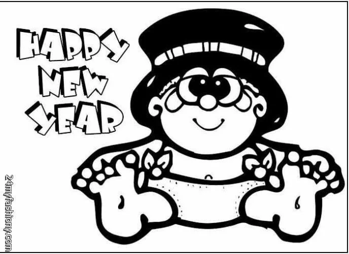 Happy New Year Hat Coloring Pages 10