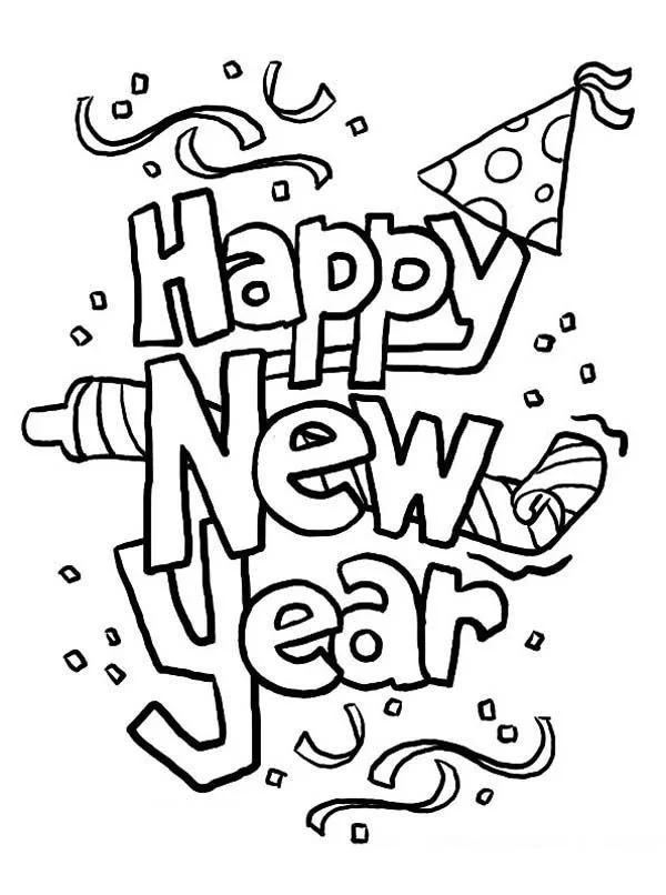 Happy New Year Hat Coloring Pages 2