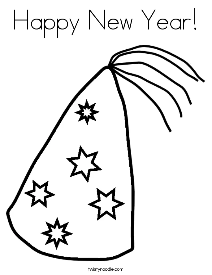 Happy New Year Hat Coloring Pages 3