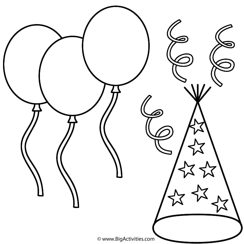 Happy New Year Hat Coloring Pages 4