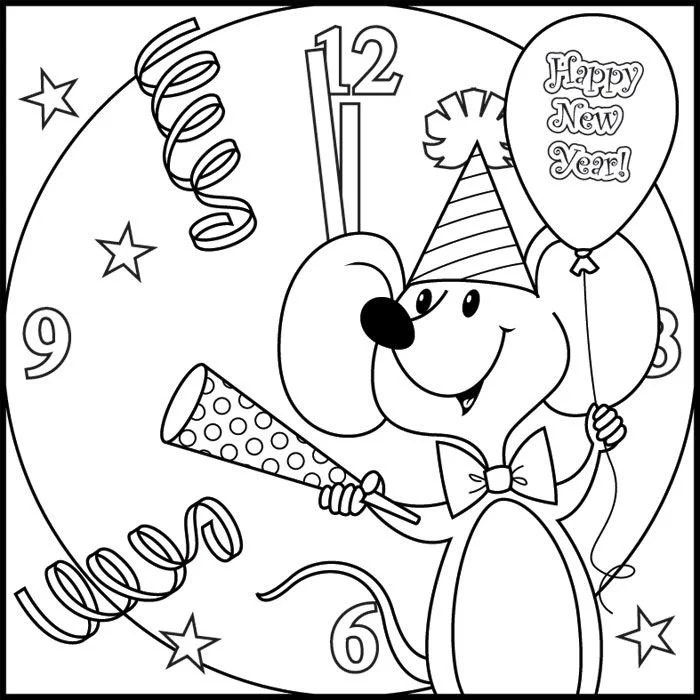 Happy New Year Hat Coloring Pages 8