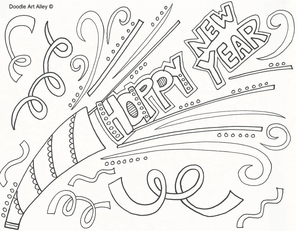 Happy New Year Hat Coloring Pages 9
