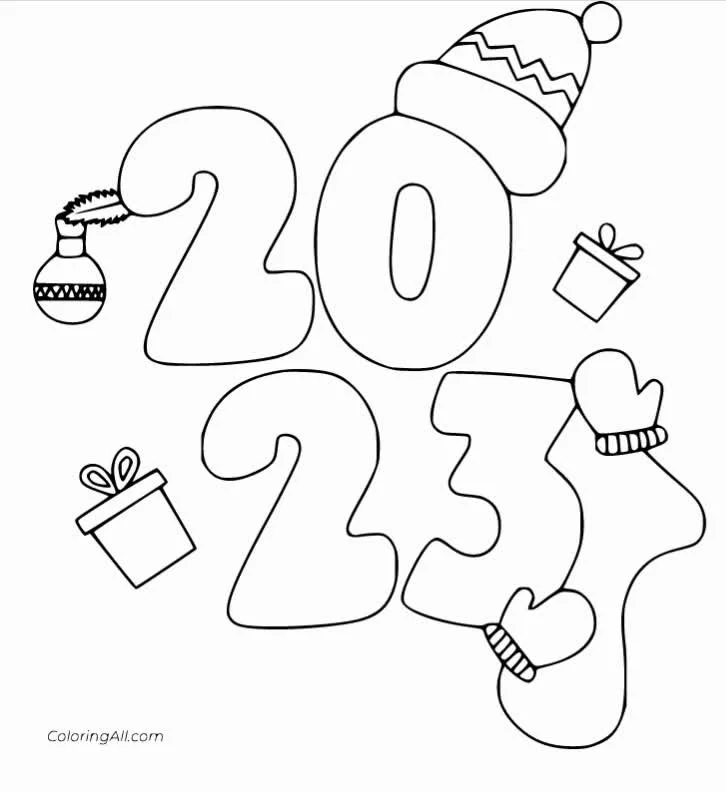 Happy New Years Coloring Pages 2023 12