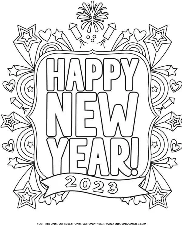 Happy New Years Coloring Pages 2023 2
