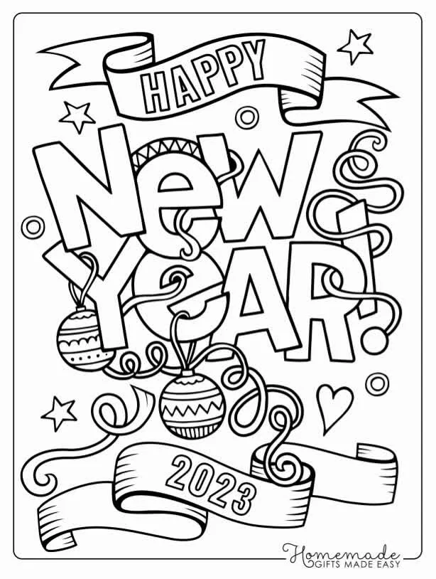 Happy New Years Coloring Pages 2023 23
