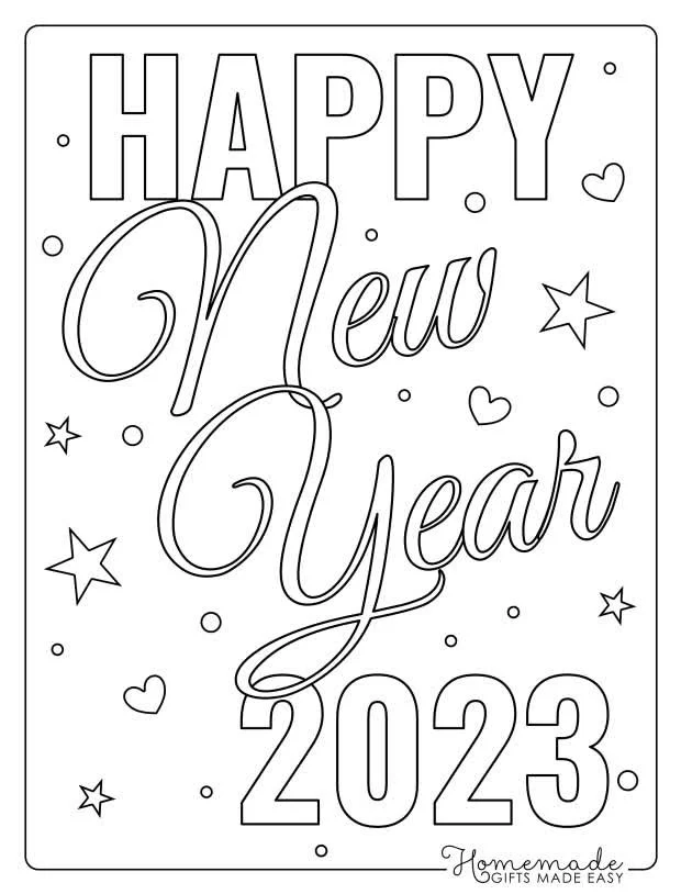 Happy New Years Coloring Pages 2023 25