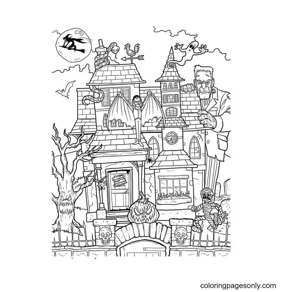 Haunted House Ausmalbilder 9