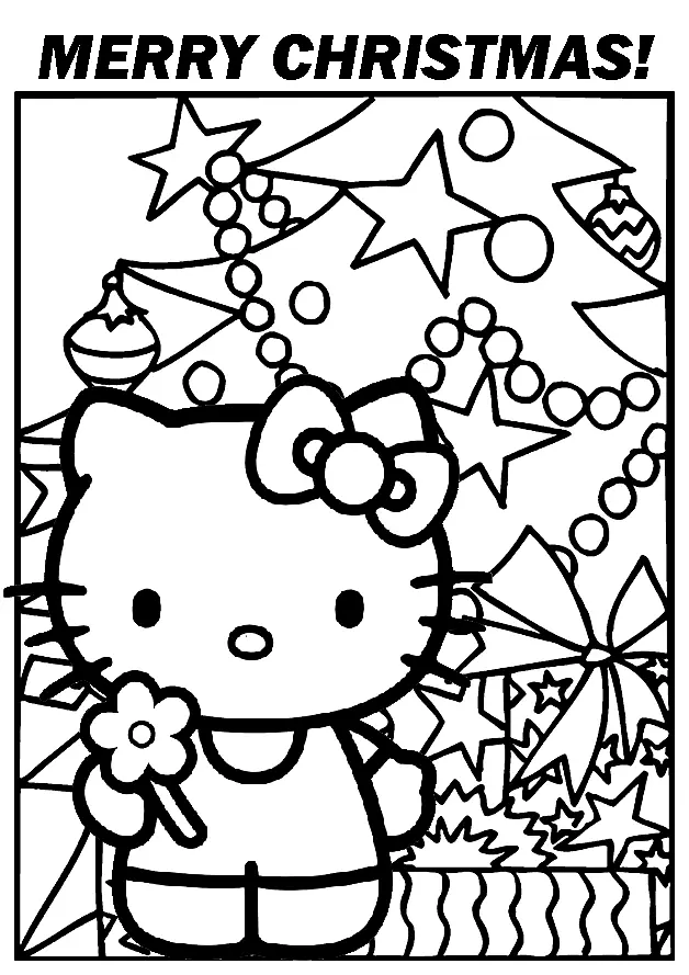 Desenhos de Natal Da Hello Kitty Para Colorir 4