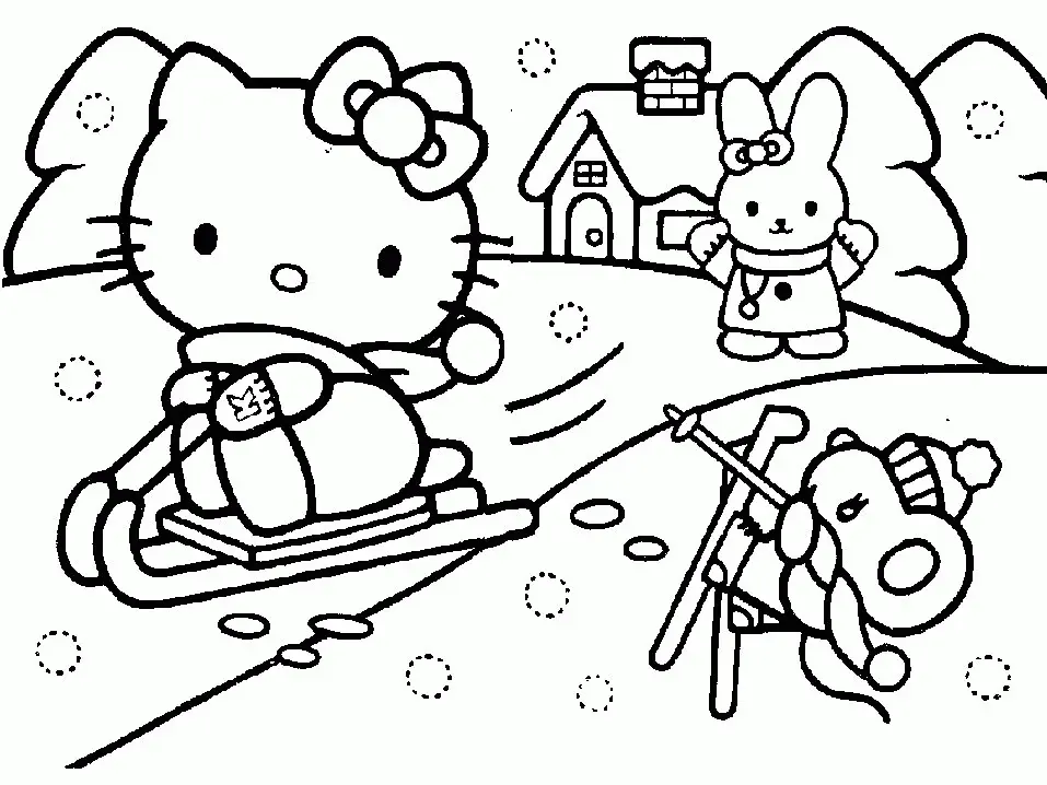 Desenhos de Natal Da Hello Kitty Para Colorir 6