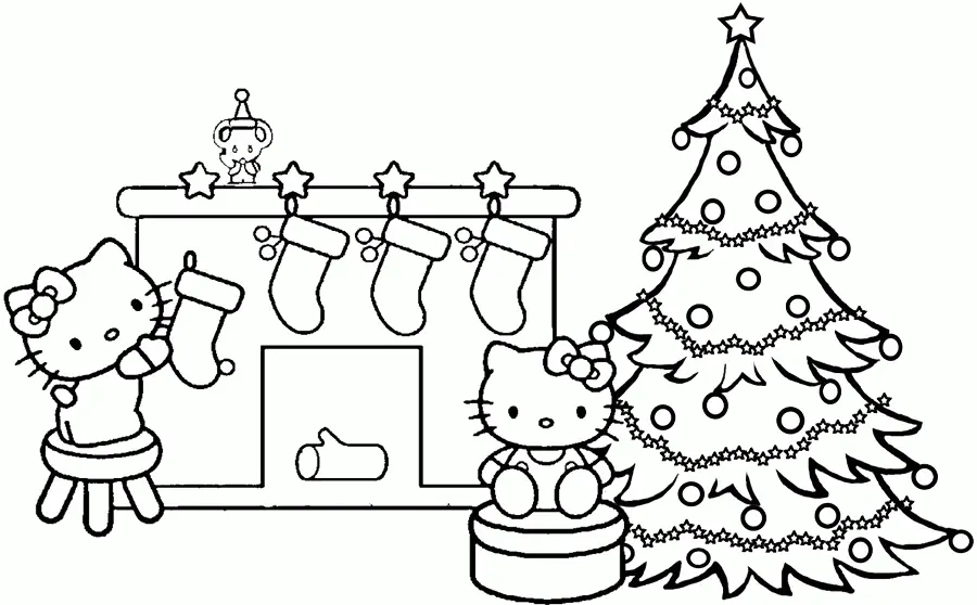 Desenhos de Natal Da Hello Kitty Para Colorir 8