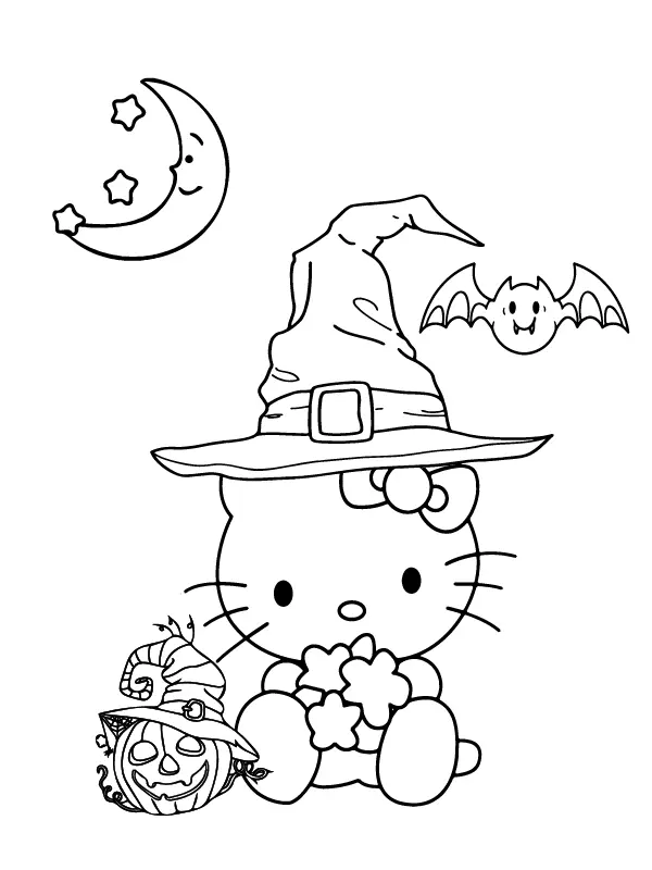 Hello Kitty Halloween Coloring Pages 1