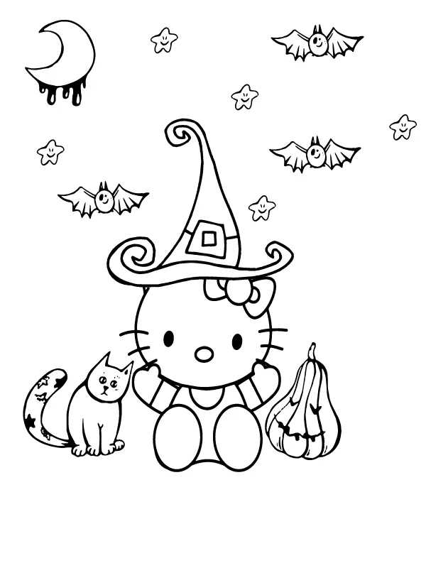 Hello Kitty Halloween Coloring Pages 10