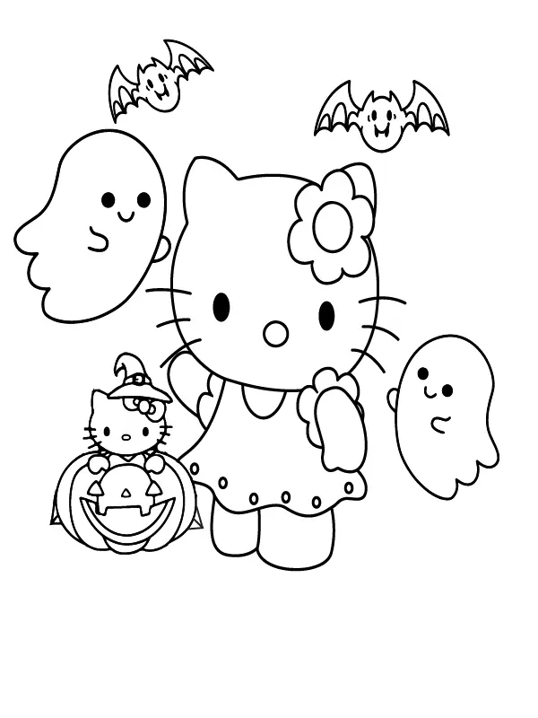 Hello Kitty Halloween Coloring Pages 2