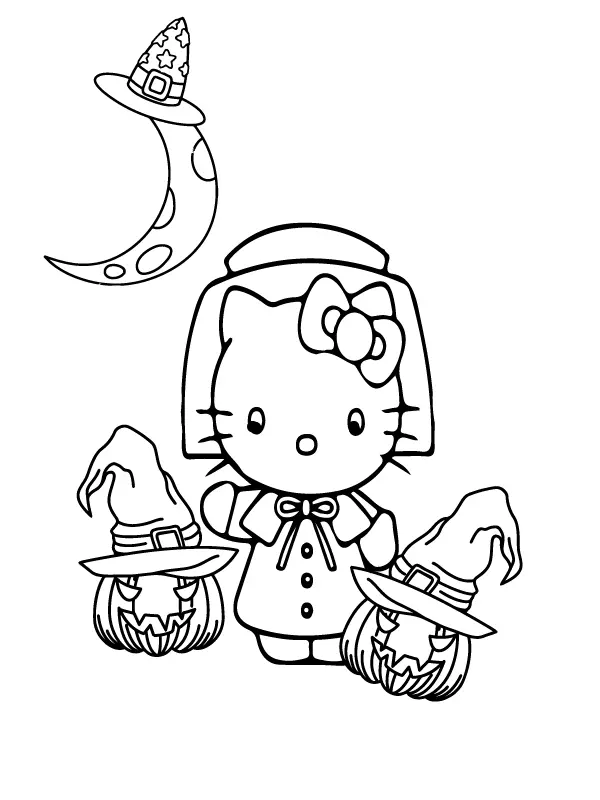 Hello Kitty Halloween Coloring Pages 8