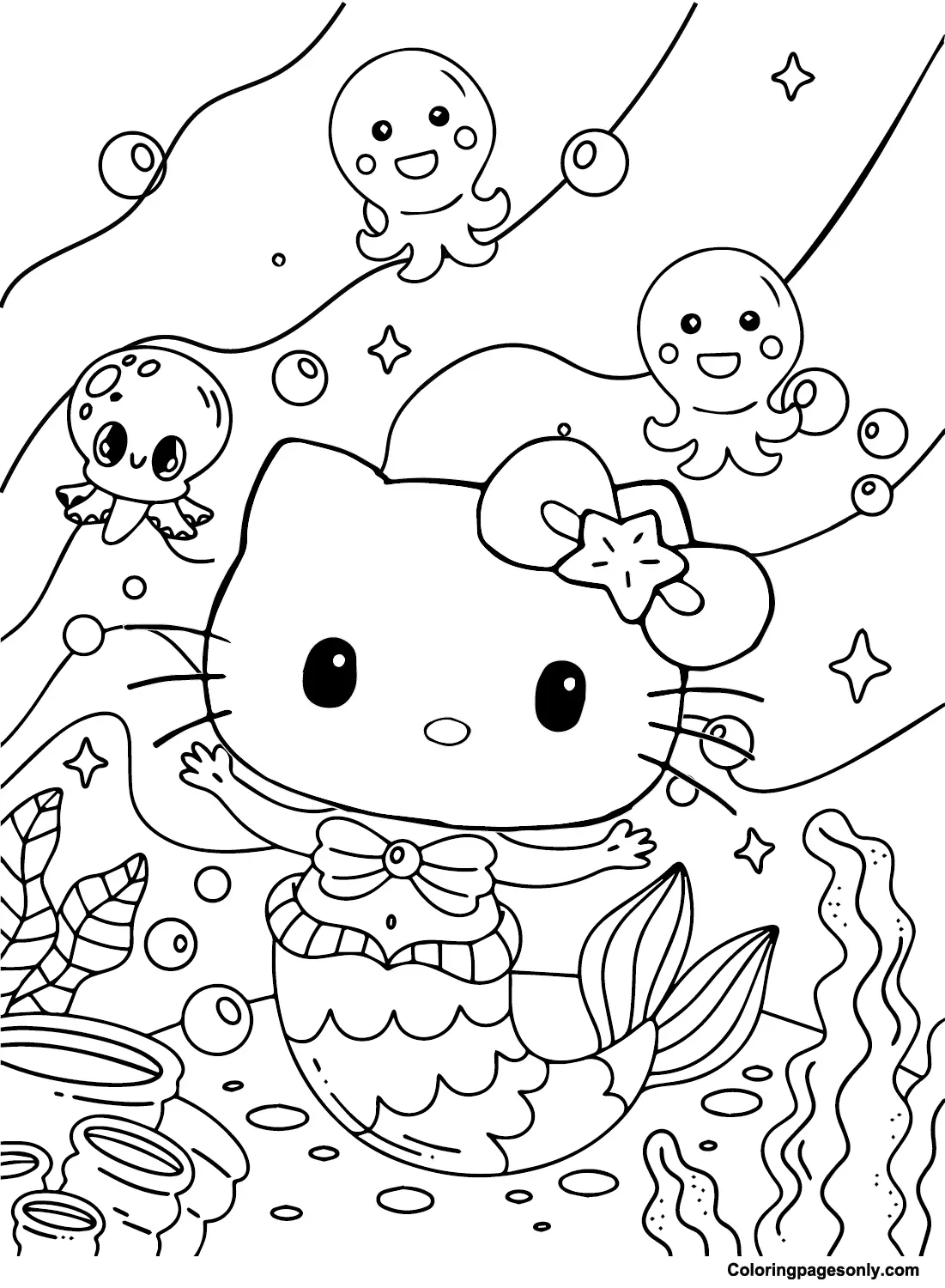 Hello Kitty Meerjungfrau Ausmalbilder 3